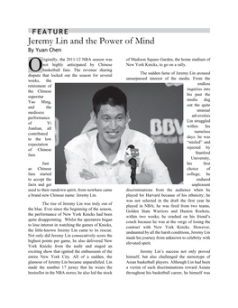 Jeremy Lin and the Power of Mind by Yuan Chen