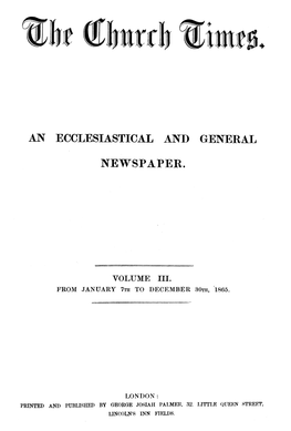 For Church Times Volume 3 1865