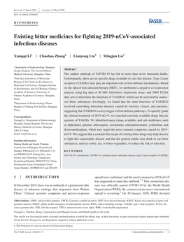 Existing Bitter Medicines for Fighting 2019-Ncov-Associated Infectious Diseases