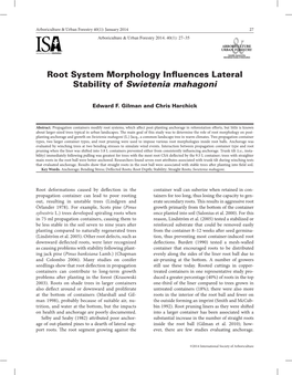 Root System Morphology Influences Lateral Stability of Swietenia Mahagoni