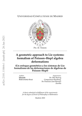 A Geometric Approach to Lie Systems: Formalism of Poisson–Hopf Algebra Deformations Arxiv:2101.11064V1 [Math-Ph] 26 Jan 2021