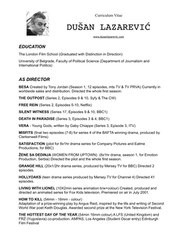 Dušan Lazarević CV, December 2019