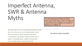 Imperfect Antenna, SWR & Antenna Myths