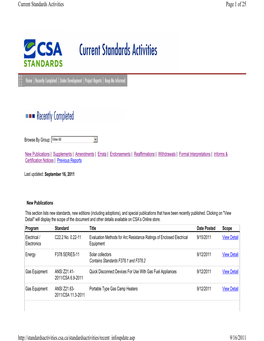 Page 1 of 25 Current Standards Activities 9/16/2011 Http