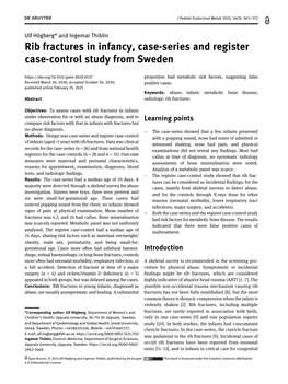 Rib Fractures in Infancy, Case-Series and Register Case-Control Study From