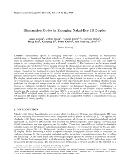 Illumination Optics in Emerging Naked-Eye 3D Display