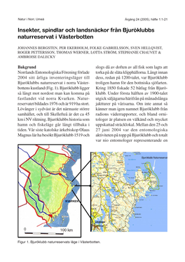 Insekter, Spindlar Och Landsnäckor Från Bjuröklubbs Naturreservat I Västerbotten