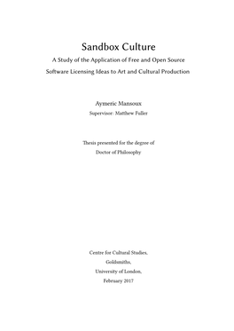 A Study of the Application of Free and Open Source Software Licensing Ideas to Art and Cultural Production