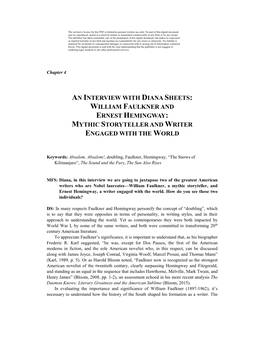 William Faulkner and Ernest Hemingway: Mythic Storyteller and Writer Engaged with the World