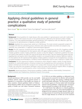 Applying Clinical Guidelines in General Practice
