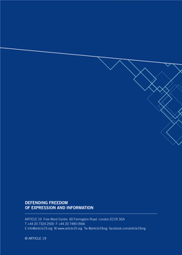 Freedom of Expression and Icts: Overview of International Standards 2013