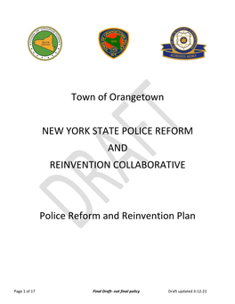 Town of Orangetown NEW YORK STATE POLICE REFORM AND