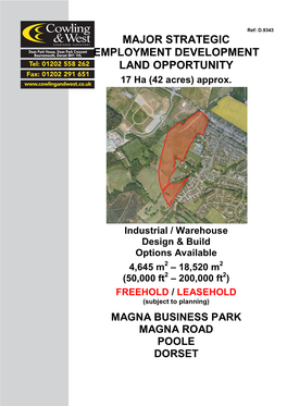 Major Strategic Employment Development Land Opportunity