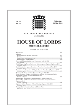 House of Lords Official Report