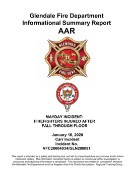 Glendale Fire Department Informational Summary Report AAR