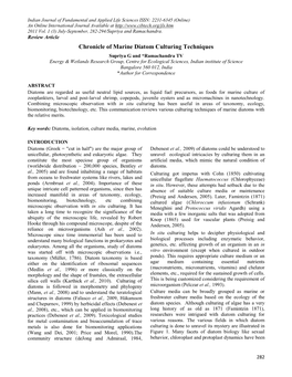 Chronicle of Marine Diatom Culturing Techniques