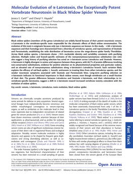 Molecular Evolution of A-Latrotoxin, the Exceptionally Potent Vertebrate