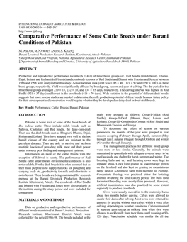 Comparative Performance of Some Cattle Breeds Under Barani Conditions of Pakistan