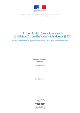 Avis Sur Le Bilan Économique Et Social De La Liaison Ermont-Eaubonne – Saint-Lazare (EESL)