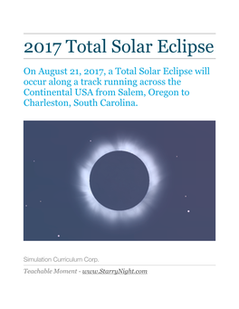 2017 Solar Eclipse Will Spend a Great Deal of Time Over Land