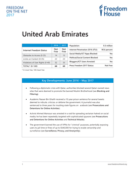 United Arab Emirates: Freedom on the Net 2017