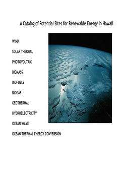 A Catalog of Potential Sites for Renewable Energy in Hawaii