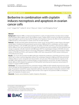 Berberine in Combination with Cisplatin Induces Necroptosis and Apoptosis in Ovarian Cancer Cells