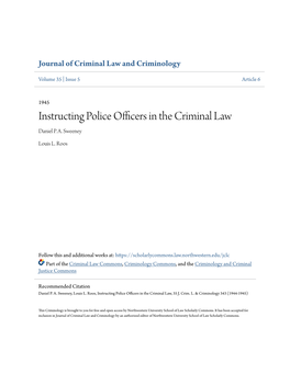 Instructing Police Officers in the Criminal Law Daniel P