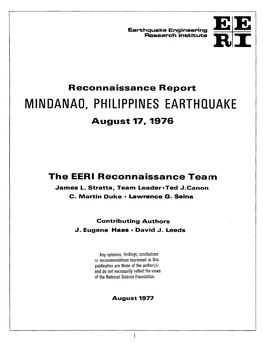 MINDANAO, PHILIPPINES EARTHQUAI(E August 17, 1976