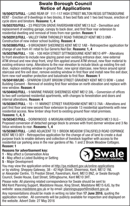 Swale Borough Council Notice of Applications