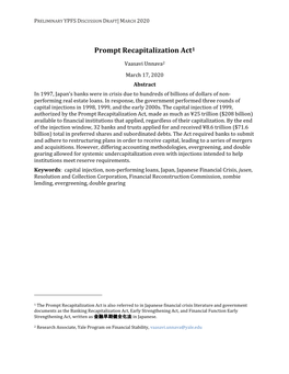 Prompt Recapitalization Act1