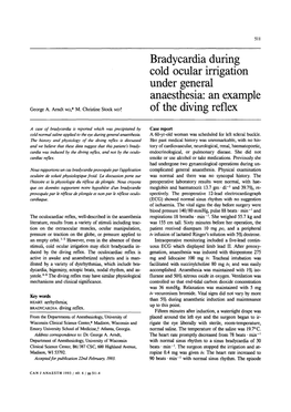Bradycardia During Cold Ocular Irrigation Under General Anaesthesia: an Example of the Diving Reflex