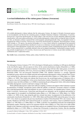 A Revised Delimitation of the Rattan Genus Calamus (Arecaceae)