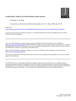 Trend-Surface Analysis of Central Pennine Erosion Surfaces