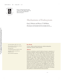 Mechanisms of Endocytosis
