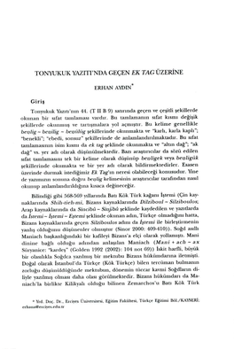 Tonyukuk Yaziti'nda Geçen Ek Tag Üzerine