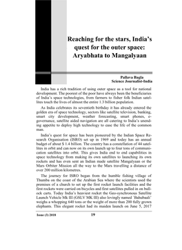 Reaching for the Stars, India's Quest for the Outer Space: Aryabhata To