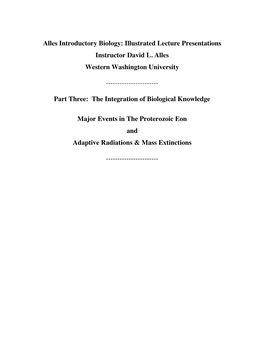 The Proterozoic Eon and Adaptive Radiations & Mass Extinctions