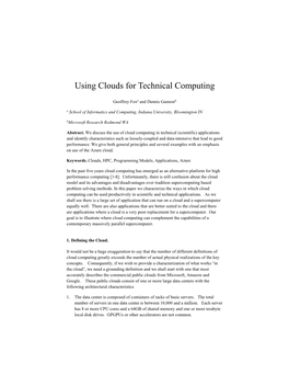 Using Clouds for Technical Computing