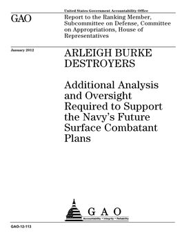 GAO-12-113, Arleigh Burke Destroyers