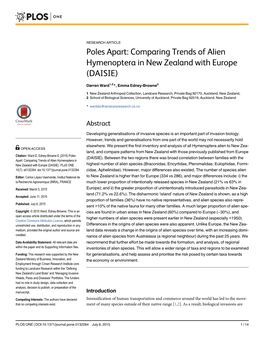 Comparing Trends of Alien Hymenoptera in New Zealand with Europe (DAISIE)