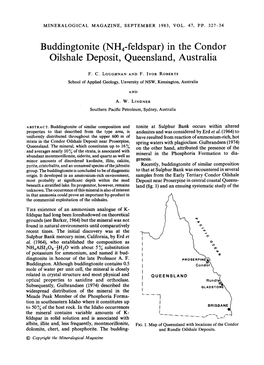 Buddingtonite (NH4-Feldspar) in the Condor Oilshale Deposit, Queensland, Australia