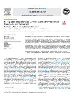 Distribution and Activity Patterns Of