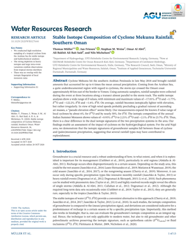 Stable Isotope Composition of Cyclone Mekunu Rainfall, Southern Oman