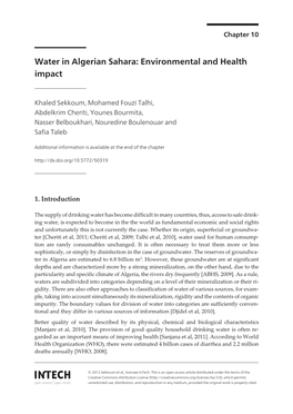 Water in Algerian Sahara: Environmental and Health Impact