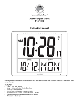 Atomic Digital Clock 515-1316 Instruction Manual