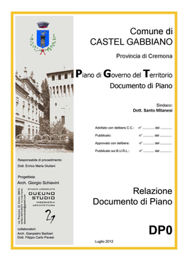 DP0 – Relazione Documento Di Piano 1 Comune Di Castel Gabbiano – Piano Di Governo Del Territorio – Luglio 2012 - APPROVAZIONE