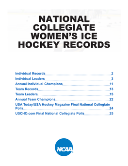 National Collegiate Women's Ice Hockey Records