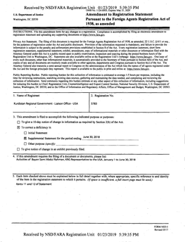 Amendment to Registration Statement Washington, Dc 20530 Pursuant to the Foreign Agents Registration Act of 1938, As Amended