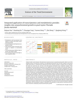 Integrated Application of Transcriptomics and Metabolomics Provides Insights Into Unsynchronized Growth in Pearl Oyster Pinctada Fucata Martensii